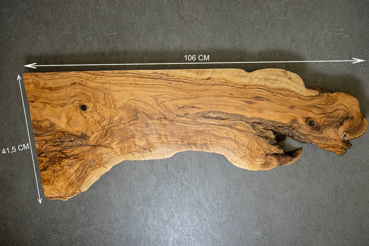 Waschtischplatte aus Olivenholz Baumkante