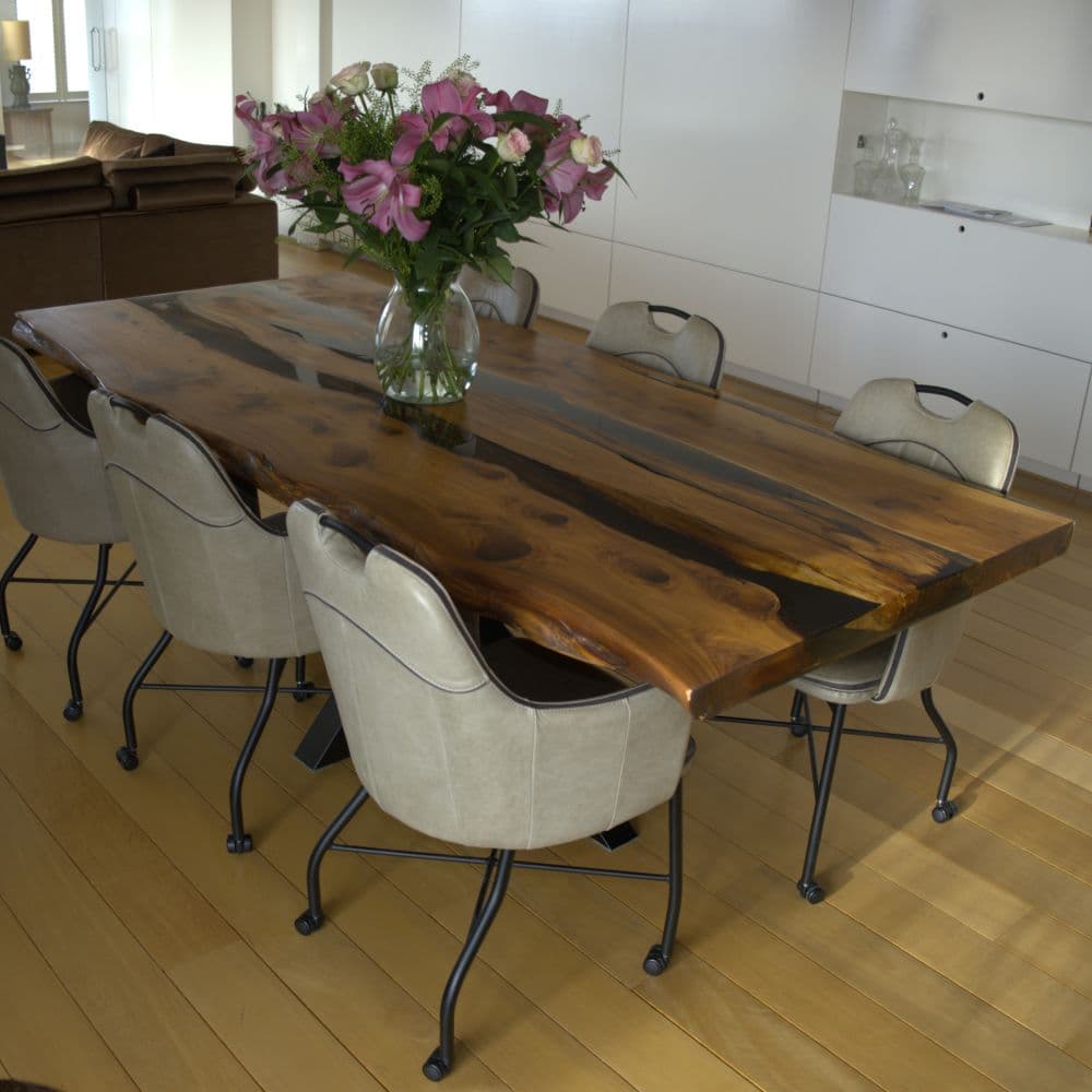 Solid Juniper Epoxy Resin Dining Table - Bespoke Live Edge Table