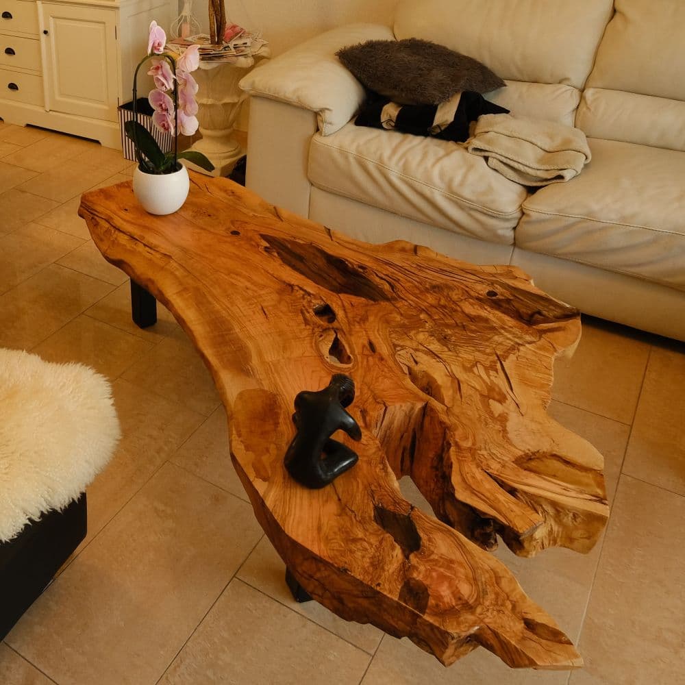 Massieve Olijfhouten Boomstam Salontafel - op maat